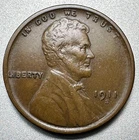 1911-S  LINCOLN CENT   XF  KEY DATE  #2596
