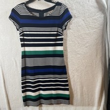 Banana Republic Navy White Striped T-shirt Dress Work Travel Knit Dress -Size 0