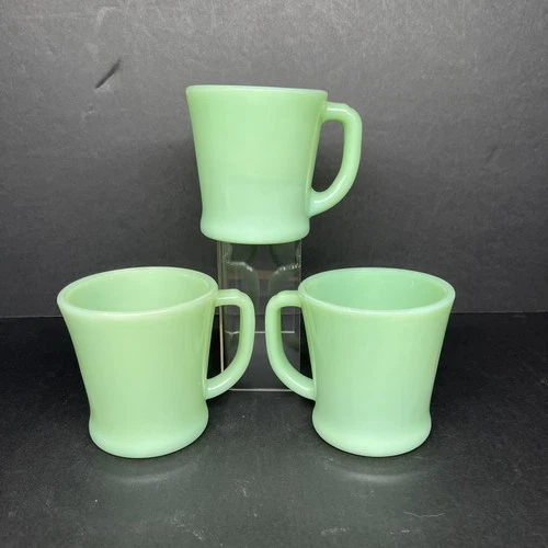 Vintage Fire King Oven Ware Jadeite Restaurant D Handle Coffee Mug 1950's