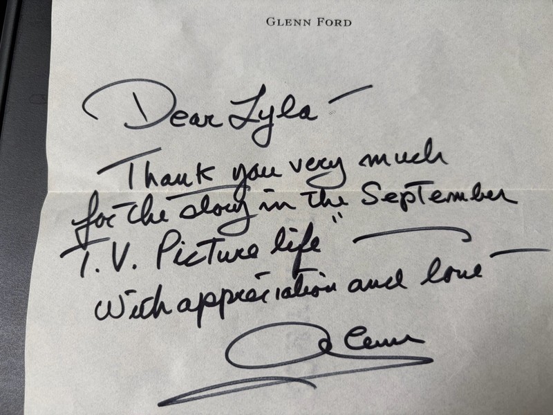 Glenn Ford Signed Handwritten Note On Personal Stationary