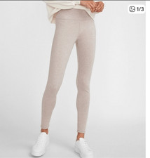 Express high waisted thicker knit pull on leggings in heathered cream size xl