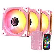 Pink LF120-Pack Infinite Mirror PC Fan 120 mm ARGB Case Fan 3 Forward Blade