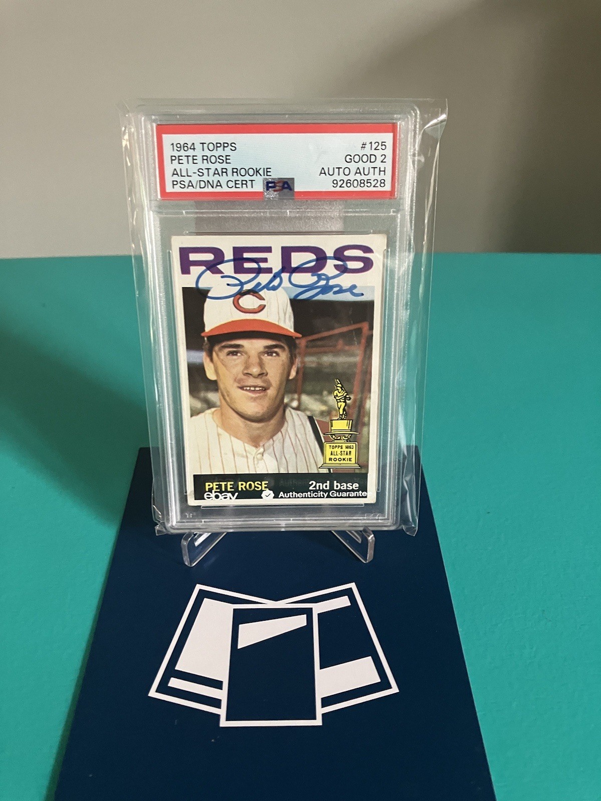 1964 TOPPS PETE ROSE ALL-STAR ROOKIE PSA/DNA #125 Mint Good 2 AUTOGRAPHED