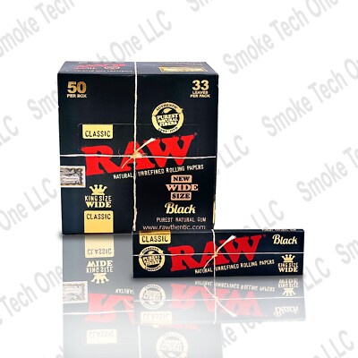 RAW Black King Size Wide Rolling Papers-50pks per display