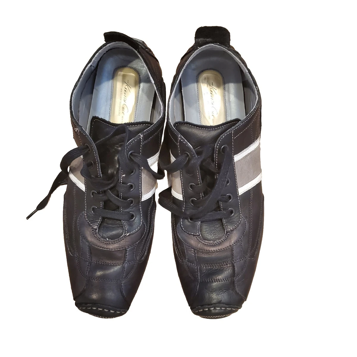 Kenneth Cole Silver Technology Mens Black Leather Shoes 10.5 Style M71625