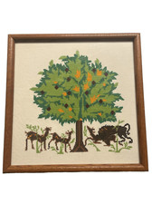 Vintage Cross stitch picture framed 14 x 14