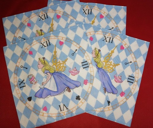 20 ALICE IN WONDERLAND PAPER NAPKINS IDEAL Decoupage Scrapbooking Journal Diary - Picture 4 of 12