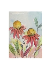 Aceo Original Hand-painted Painting Art card by Kenna Cone Flowers  2.5”x 3.5”