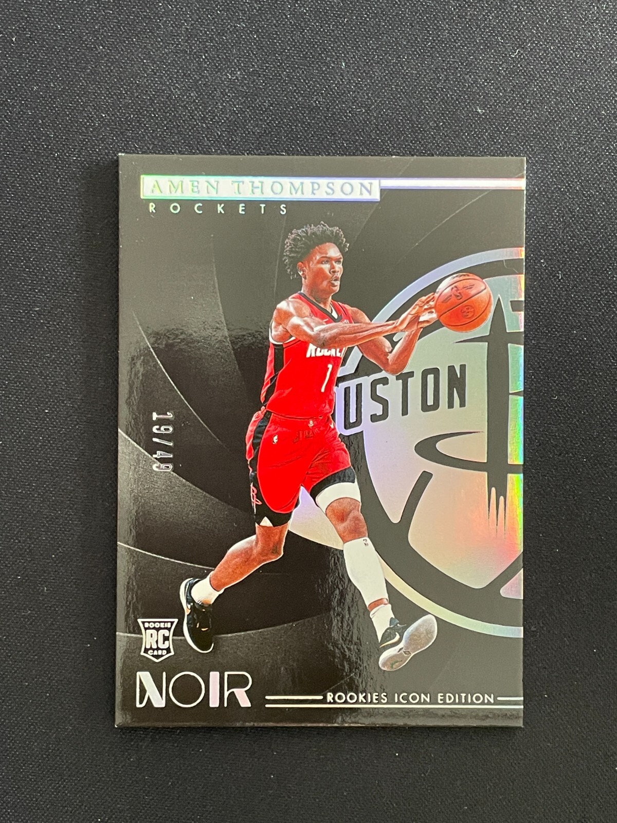 Amen Thompson 2023-24 Panini Noir Rookies Icon Edition Holo Silver 19/49#188