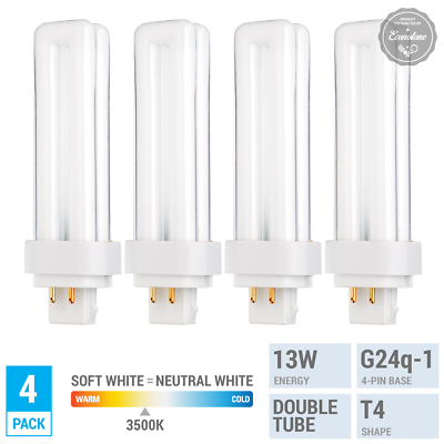 #ad Pack REPLACE SYLVANIA 20671 CF13DD E 835 13W Double Tube 4 Pin G24Q 1 Soft White $13.29