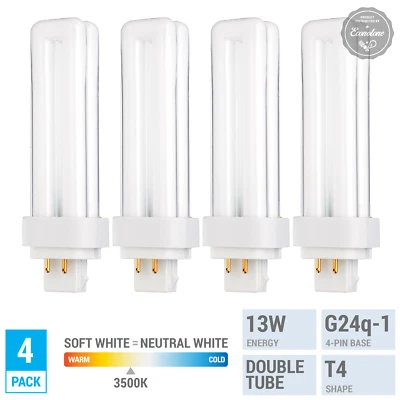GENERIC BRAND Pack REPLACE SYLVANIA 20671 CF13DD/E/835 13W Double Tube 4-Pin G24Q-1 Soft White