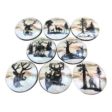 Set of 8 Woodland Animals Deer Wood Cabinet Knobs
