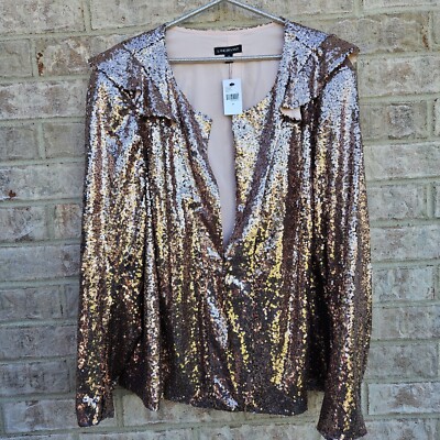 New Lane Bryant Rose Gold Sequin Ruffle Plus Blazer Jacket Cardigan Size 26  | eBay