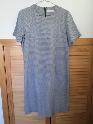 Womens Girls Ladies Navy Blue White Check Shift Dress Lined Size 10 M&S |  eBay