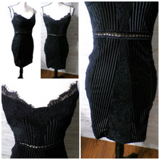 Y2k Black Lace Velvet Burnout Dress 6 Midi Goth Whimsigoth Witchy Vamp Fairygoth