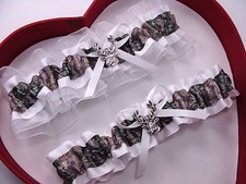 Mossy Oak White Camouflage Camo Wedding Garter Hunting Deer Hunter Prom
