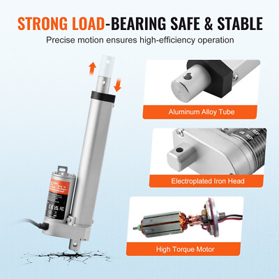 12V Linear Actuator - 6 Inch Stroke, 330lbs Load Capacity with Mounting Bracket