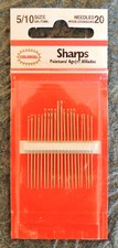 20pc Sharps Needles Size 5/10 Colonial Needle Company Sewing Crafting NIP
