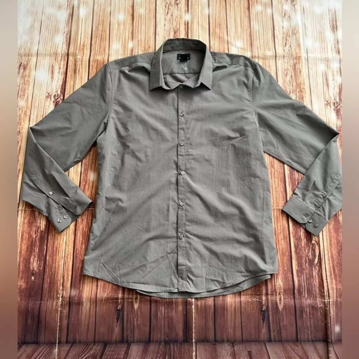 H M Men s Long Sleeve Slim Fit Button Down Shirt Gray Size XL eBay