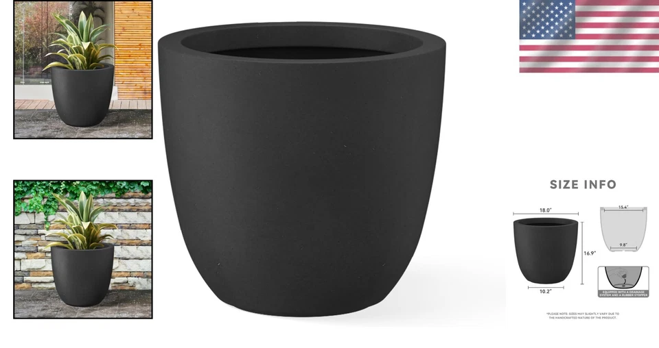 Spacious Round Concrete Planter - Indoor/Outdoor 18" Pot for Healthy Plants - Image 2 of 4