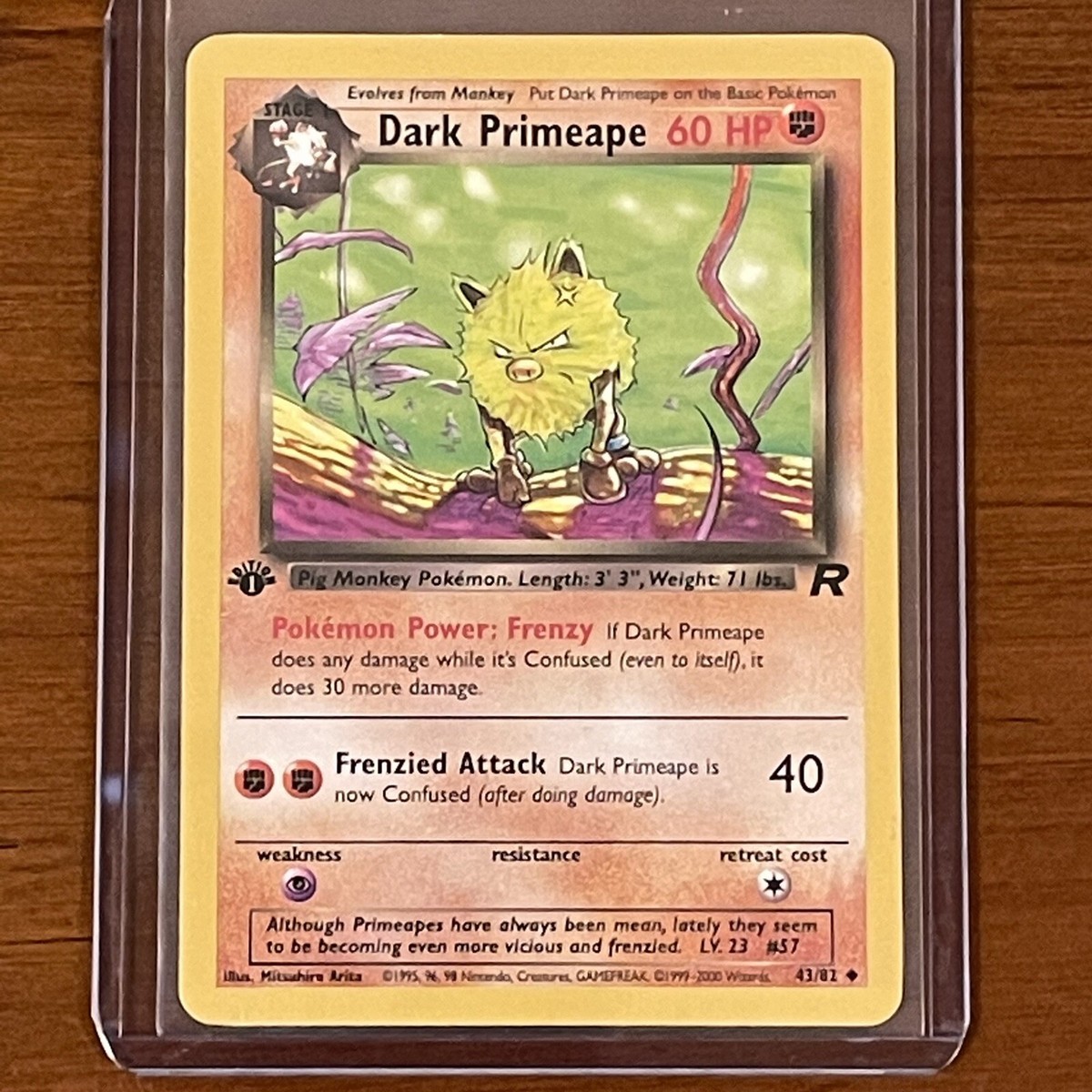 Pokemon Dark Primeape 43/82 1st Edition Team Rocket Non-Holo Trading Card  LP-NM
