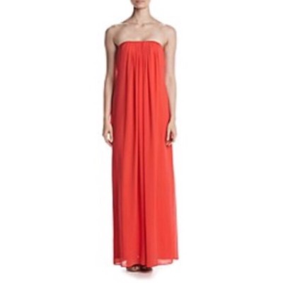 Nwt Nicole Miller Strapless Souffle Chiffon Maxi Dress Tangerine Sz 4 | eBay