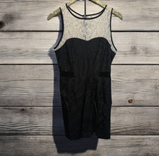 Women's KENSIE Black White Sleeveless Dress with Lace Size Medium NWT 99