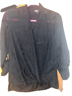 Kut from the cloth medium black women's shirt Sheer Quarter Length