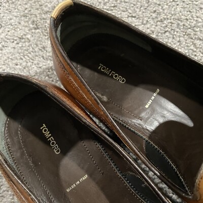 Tom Ford Leather Tassel Slip On Loafers In Cognac Brown Size UK 8 US 9 s-l400.jpg main image 2