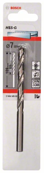 Bosch Professional Metal drill bits HSS-G. DIN 338 7 x 69 x 109 mm 2608585929