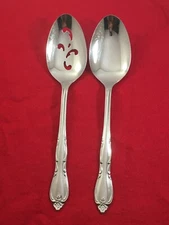 Oneida MONTCLAIR Stainless Floral Tip Wm A Rogers Ltd Silverware 2 Serving Spoon