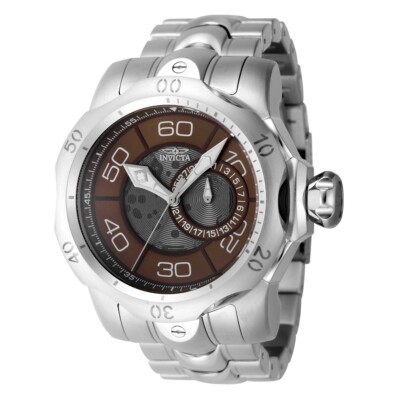 Invicta 47913 Men's 54mm Venom Quartz Brown Dial Silver Stainless Steel Watch