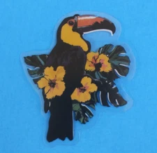 Beautiful Floral Toucan Transparent Sticker 2.5" x 2.18" (AI)
