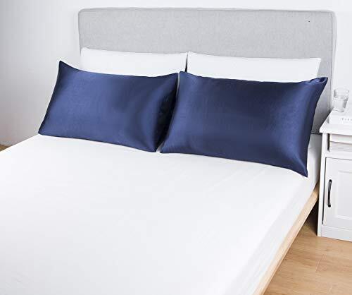 Satin-Silk Pillowcase Queen, Blue Satin Pillowcase Standard/Queen Navy Blue-image
