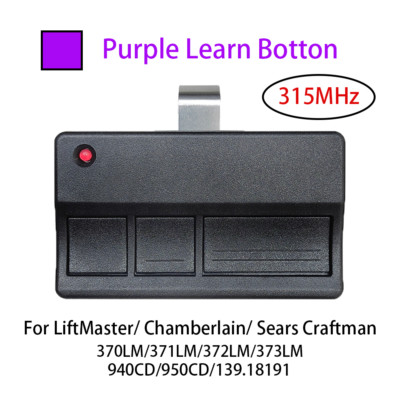 Compatible with 315MHz Purple Learn Button Garage Door Remote Control LiftMaster