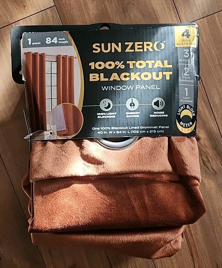 Sun Zero 100% Total Blackout Curtain.. One Panel 40x84in ..Terracotta Orange