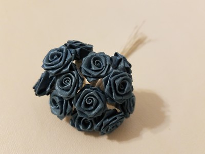 Lot of 144pcs Teal Satin Ribbon Roses Flowers 12mm 1/2'' 1/2 Inch on Wire Stem