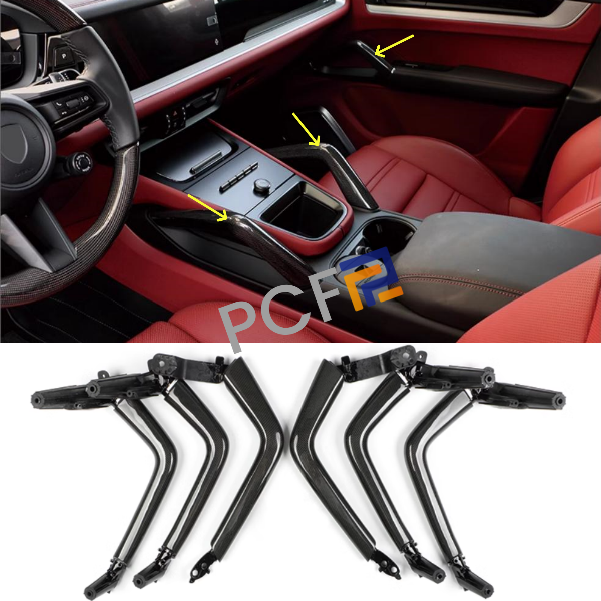 Fit For 2018-2024 Porsche Cayenne Real Carbon Fiber Interior Door