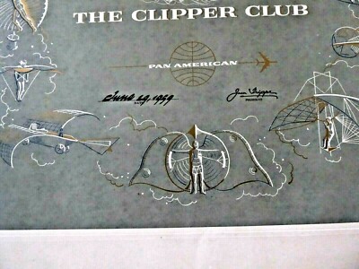 VINTAGE CERTIFICATE ILLUMINATED PAN AM CLIPPER CLUB PAN AMERICAN