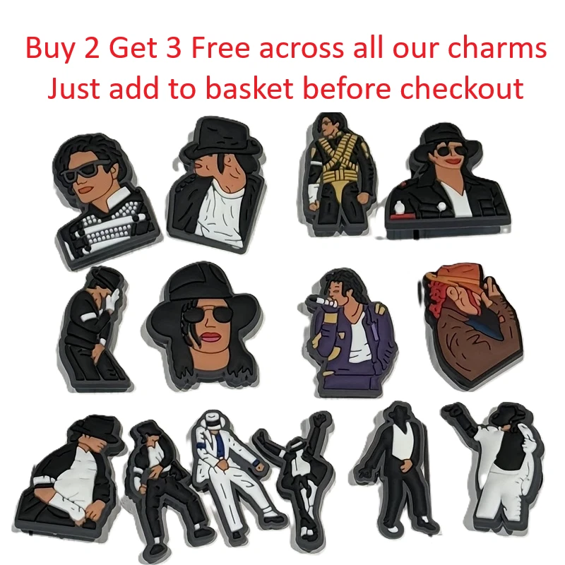 Michael Jackson Croc Clogs Shoe Charms Cartoon Barcelet Lace Adapter Rivets