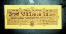 1923 Germany BERLIN REICHSBAHN  2 Trillion / 2.000.000.000.000 Mark Banknote UNC
