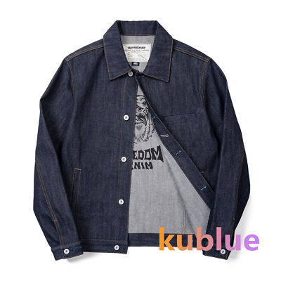 Maden Men's 16.5oz Vintage DRY Denim Jacket Heavyweight Lapel Coat Work Top