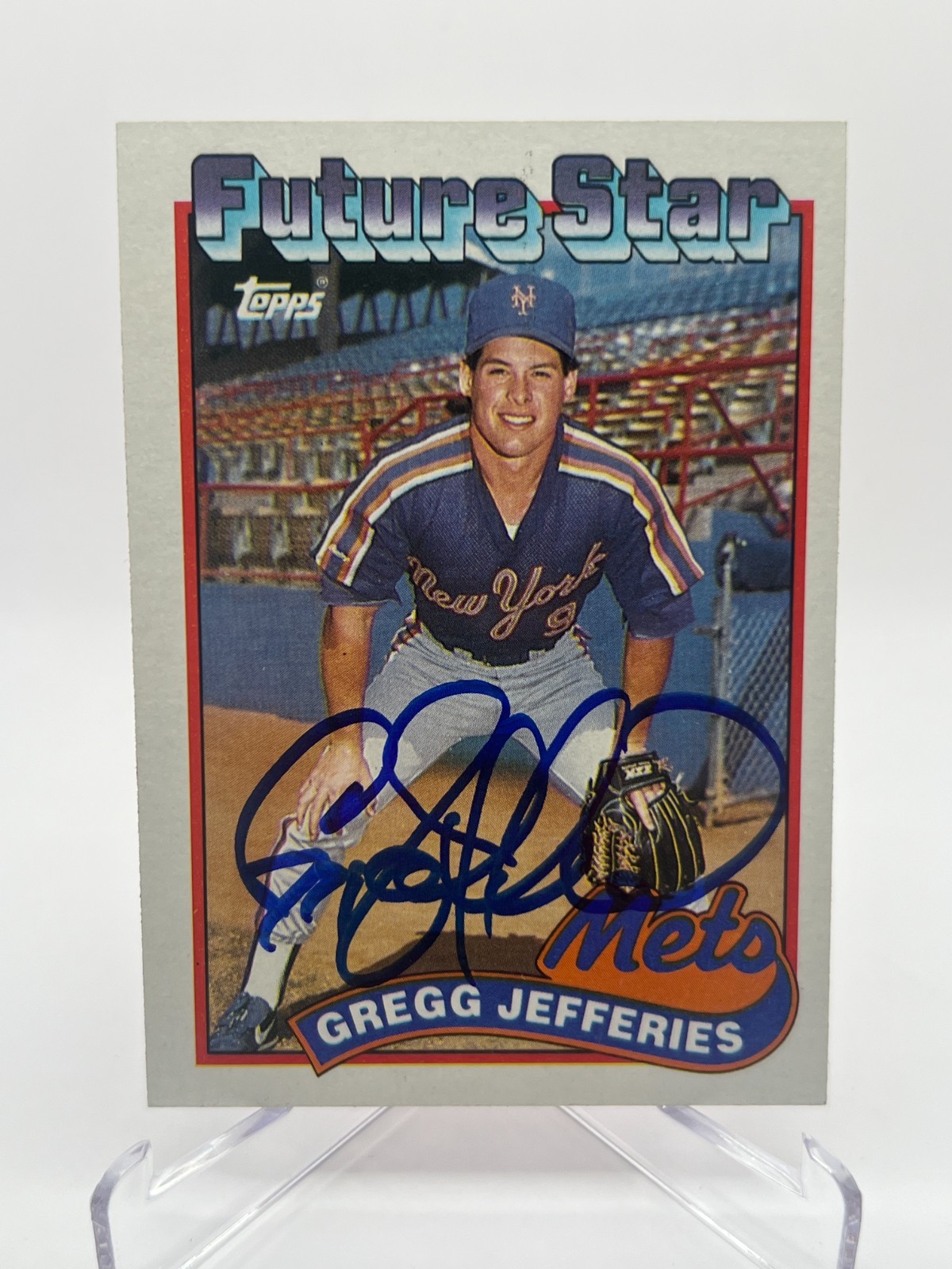 1989 TOPPS GREGG JEFFERIES FUTURE STAR IP AUTOGRAPH NO. 233 METS