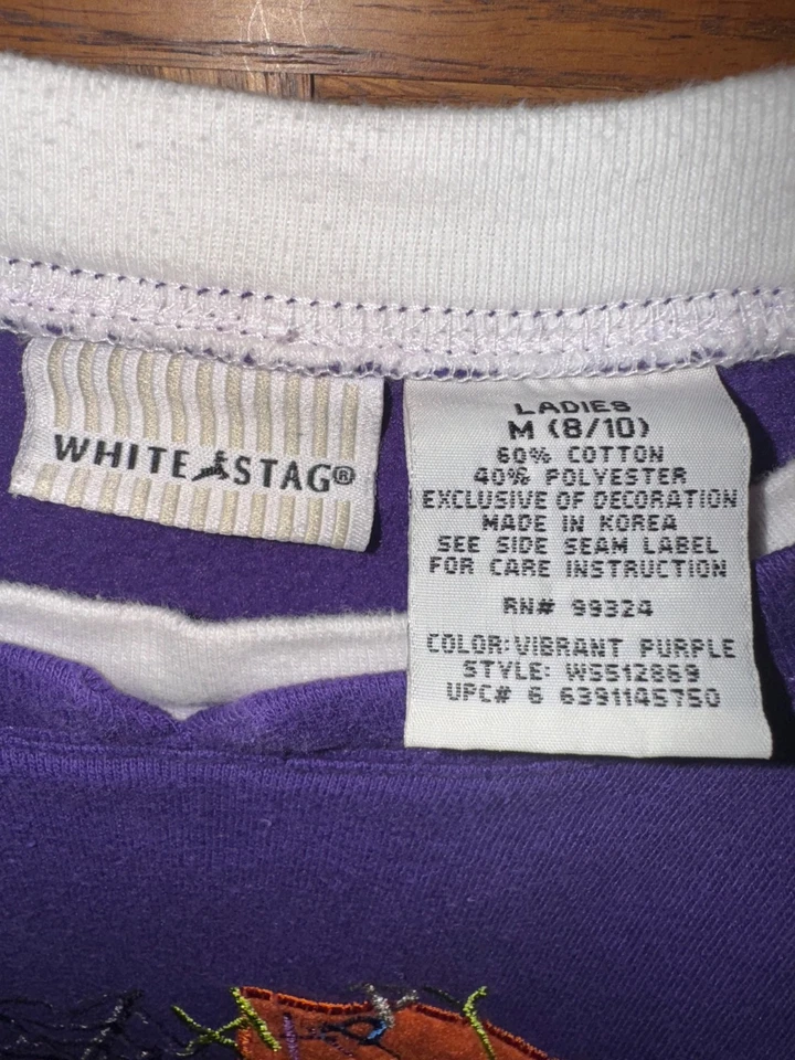 Moletom feminino vintage Halloween roxo tamanho médio 8/10 bordado Granny Core - Imagem 3 de 4