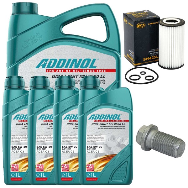 MotoröL Filter Set Addinol 5W-30 9 Liter + Schraube FüR Mercedes R-Klasse W251-image