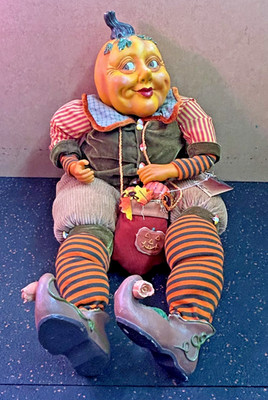 Vintage Rare Winward Pumpkin Head Very Large Steampunk Shelf Sitter 35''