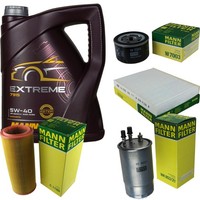 Mann Inspektionspaket 5L Mannol Extreme 5W-40 FüR Fiat Doblo 1.9 D Multijet