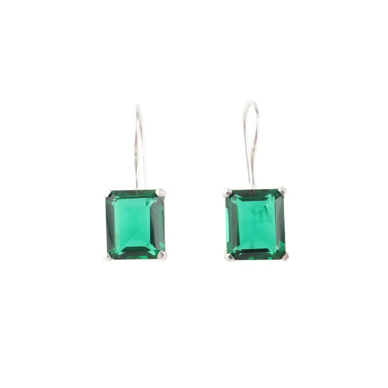 Green Emerald Rectangle Gemstone 925 Sterling Sil… - image 3