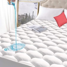 Twin XL Size Quilted Fitted Waterproof Mattress Pad, Premium Hollow Material ...