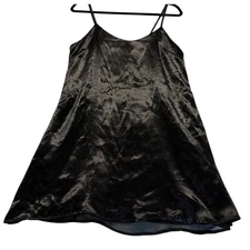 Black Textured Slip Dress Spaghetti Strap Mini A Line Size Small Chiffon
